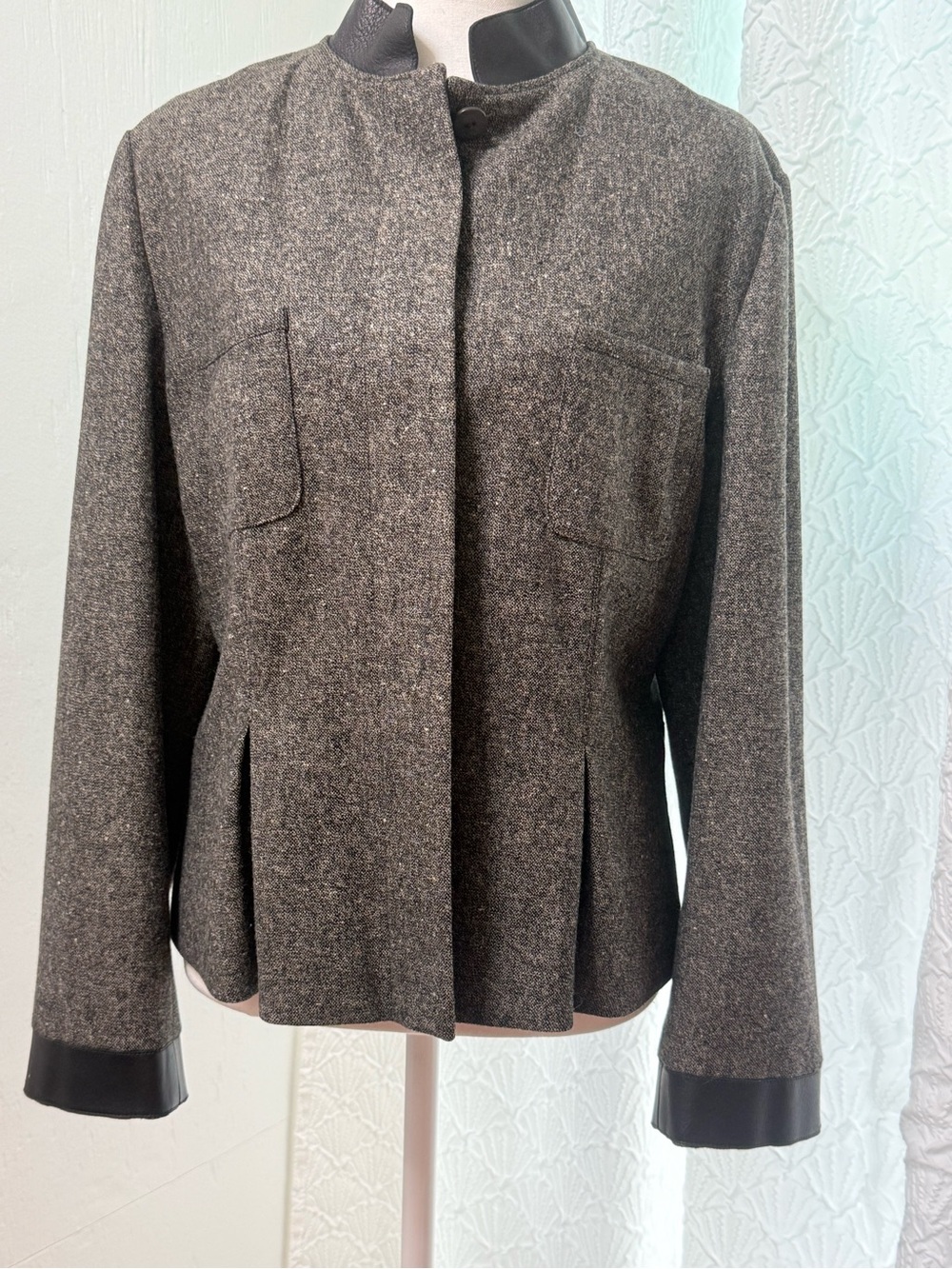 PER TE BY KRIZIA Brown Wool-Blend Stand Collar Jacket